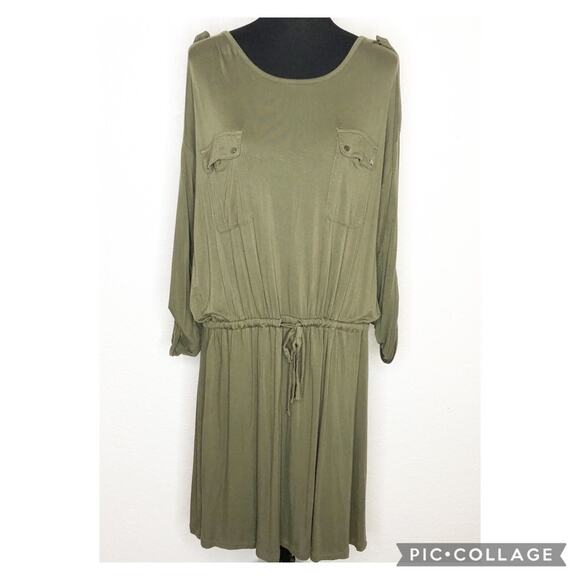 Design History army green drawstring waist dress size 2X - Picture 1 of 13